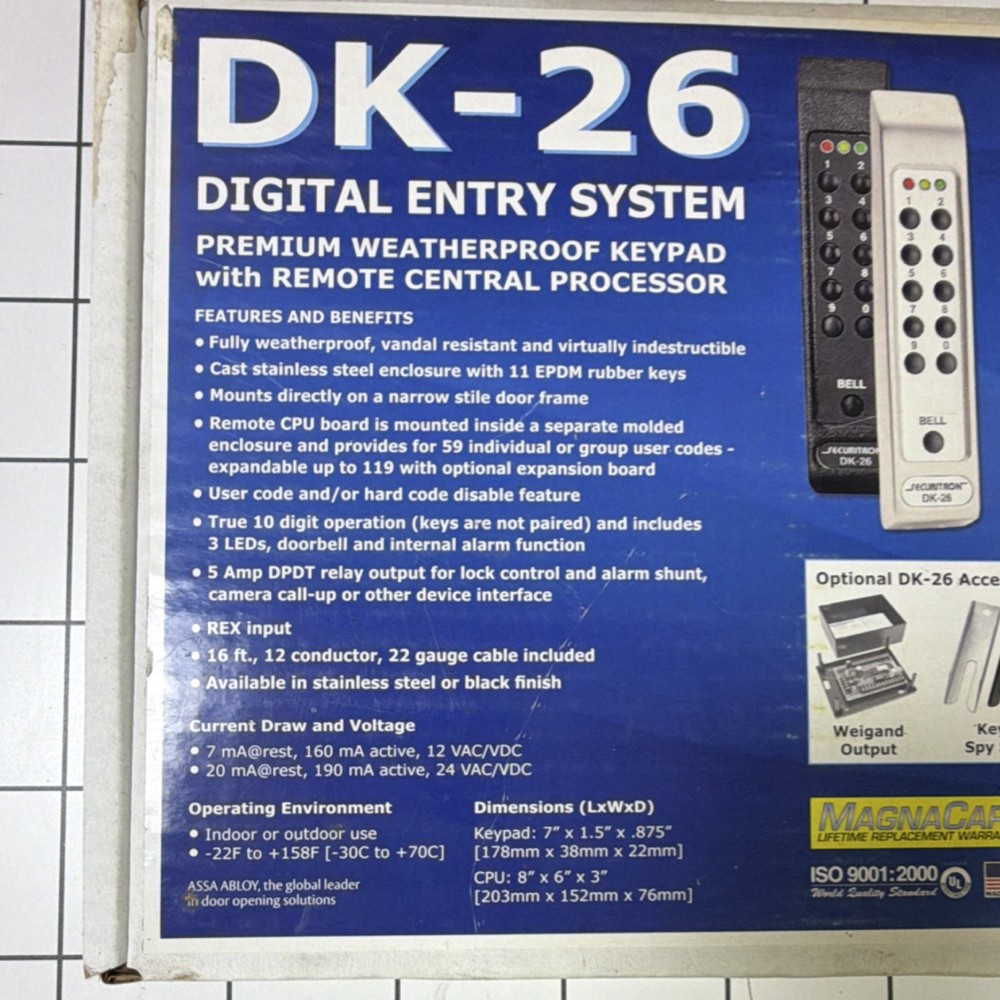 Securitron DK-26SS Weatherproof Digital Entry System Remote Central Processor