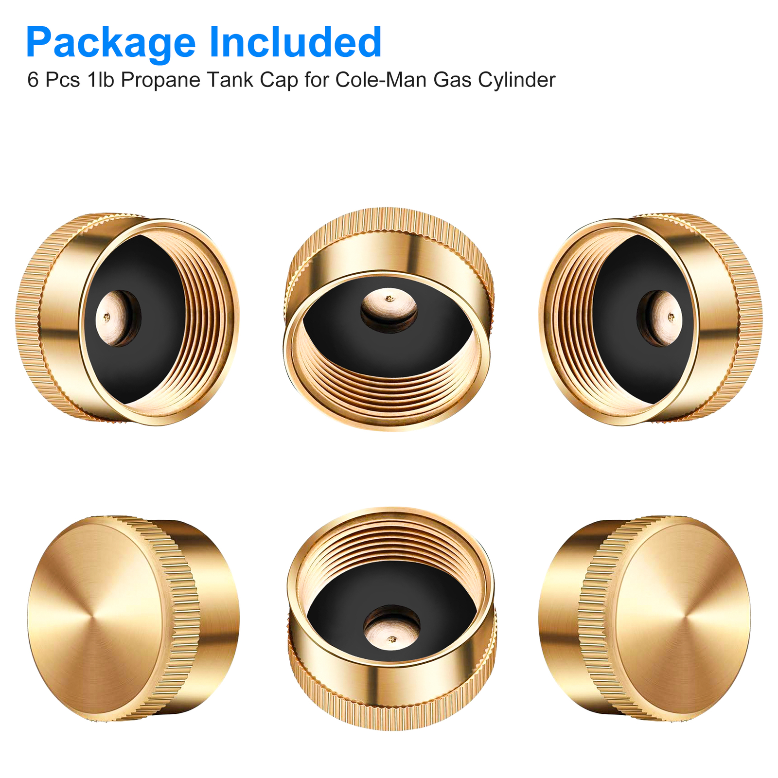 6pcs Solid Brass Cap for Refill 1 LB Propane Bottle Gas Tank Cylinder Sealed