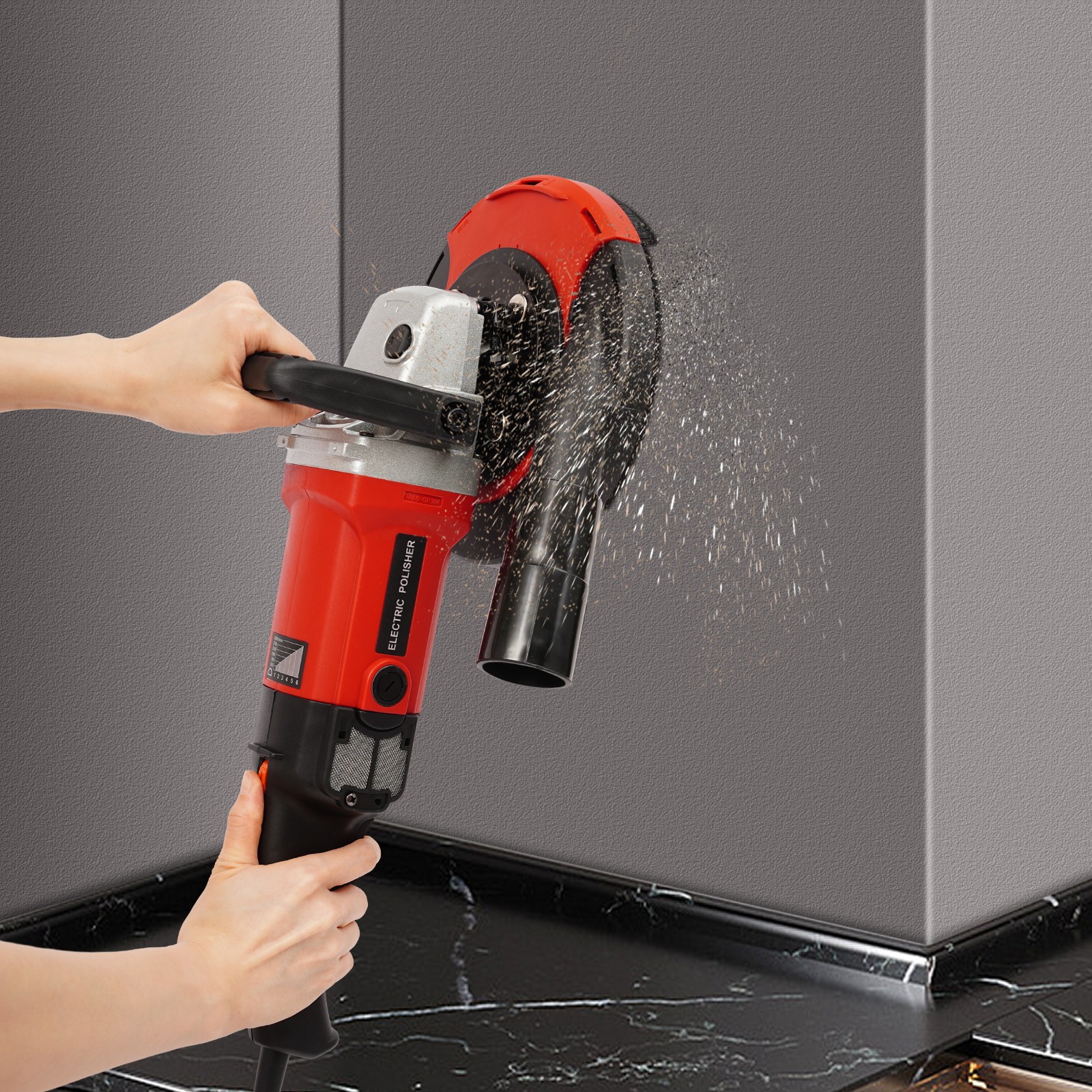 Handhold Concrete Grinder Adjustable Grinding Machine with Dust Extraction Port