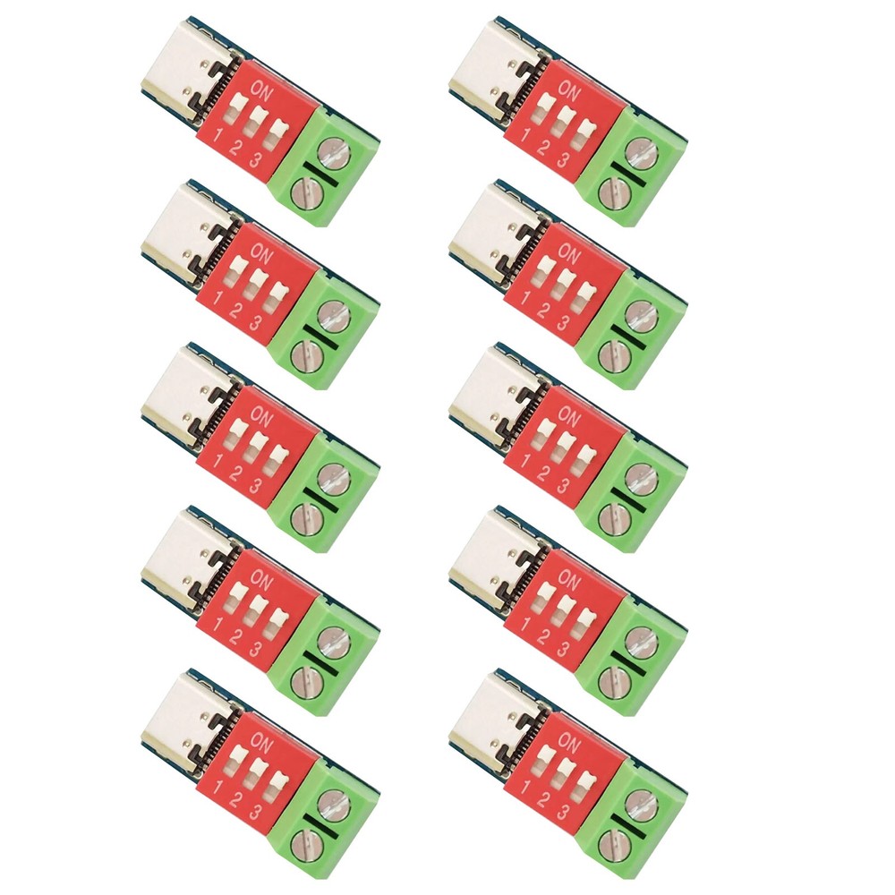USB-C PD Trigger Module 10pcs Set Adjustable Output 20V Max Fast Charge PD3.0