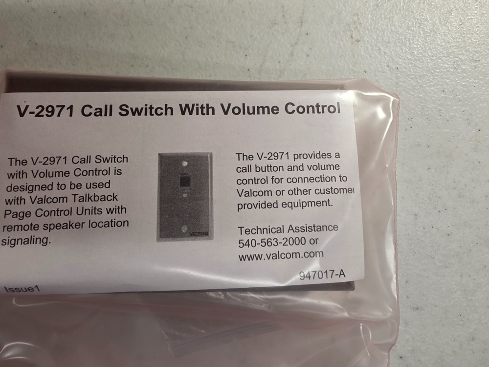 Valcom V-2971 Call Switch With Volume Control (v2971)