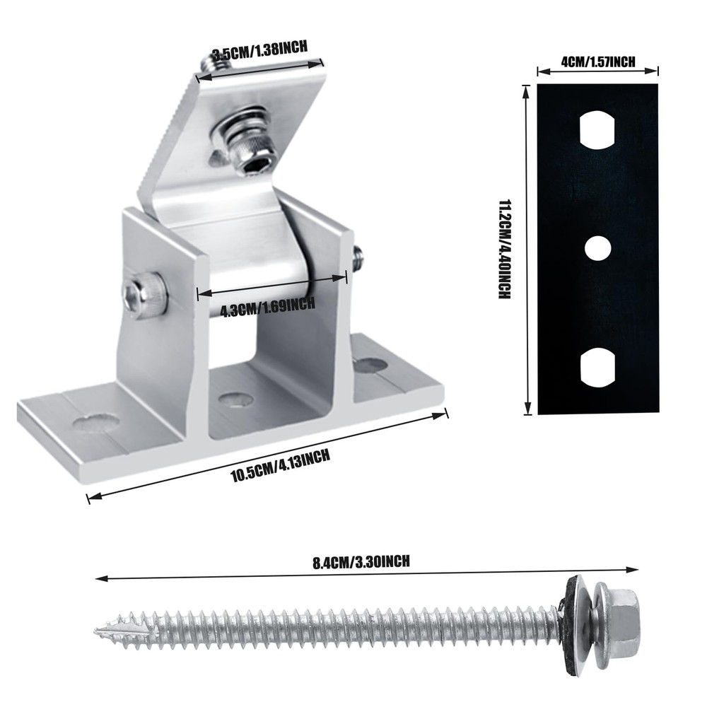 Solar Panel Mounting Brackets, 8PCS Adjustable RV 8PCS, Silver