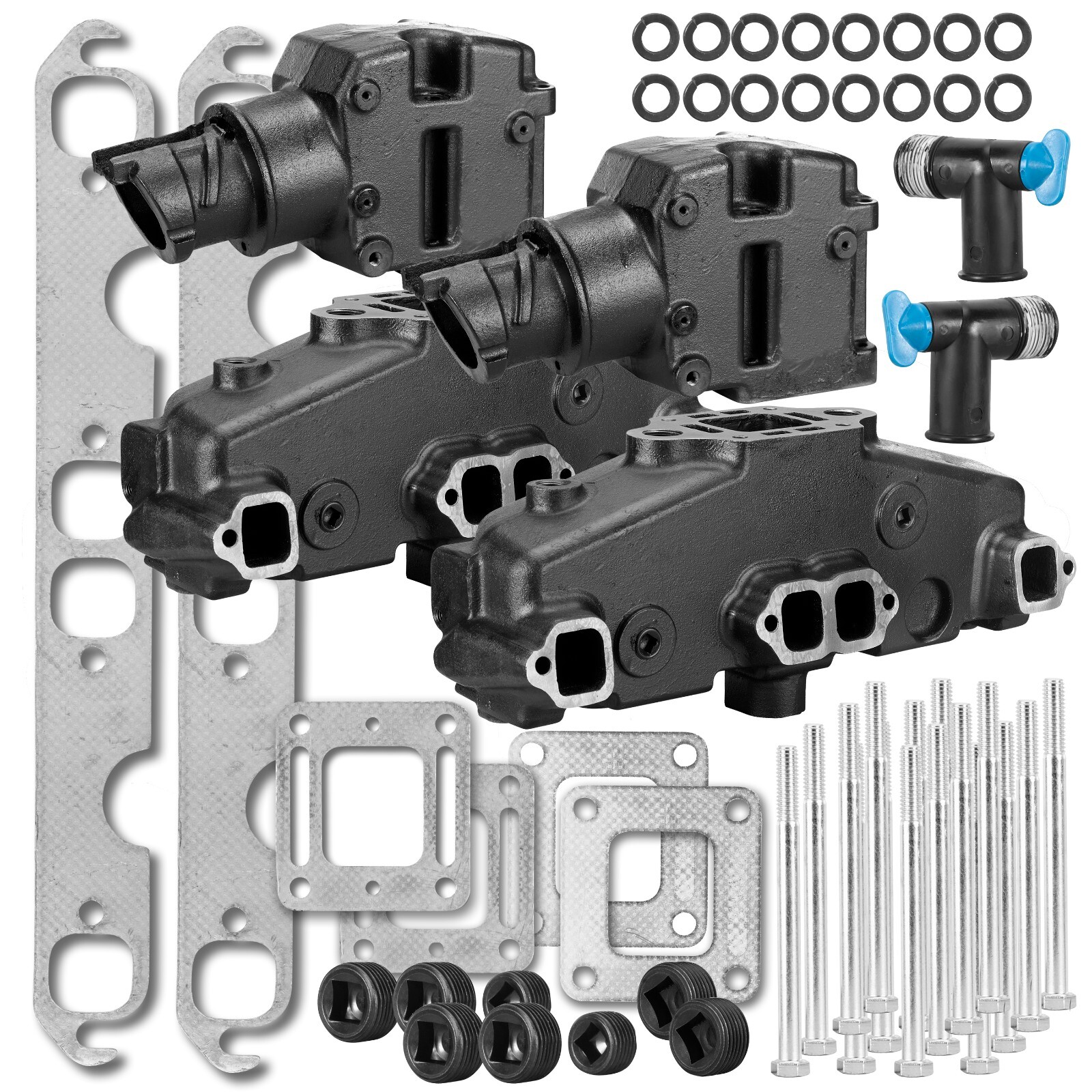 Exhaust Manifold set 4" 350 V8 5.0L 5.7L riser elbow MerCruiser 860246C  807988c