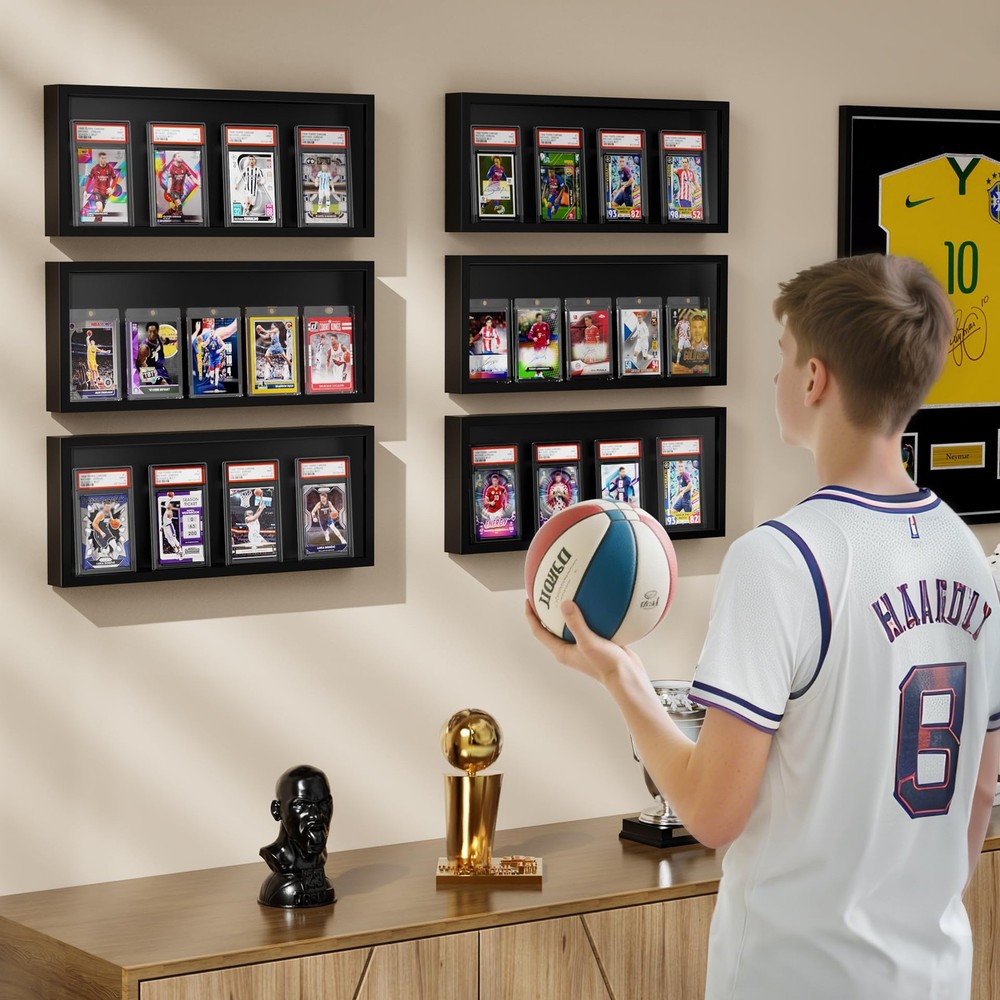 Emfogo Card Display Case, Trading Frame Wall 1 Pack, Black