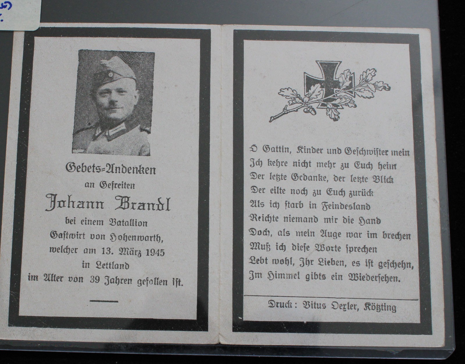 German WWII Double-Sized KIA Military Soldier Death Cards Lot
