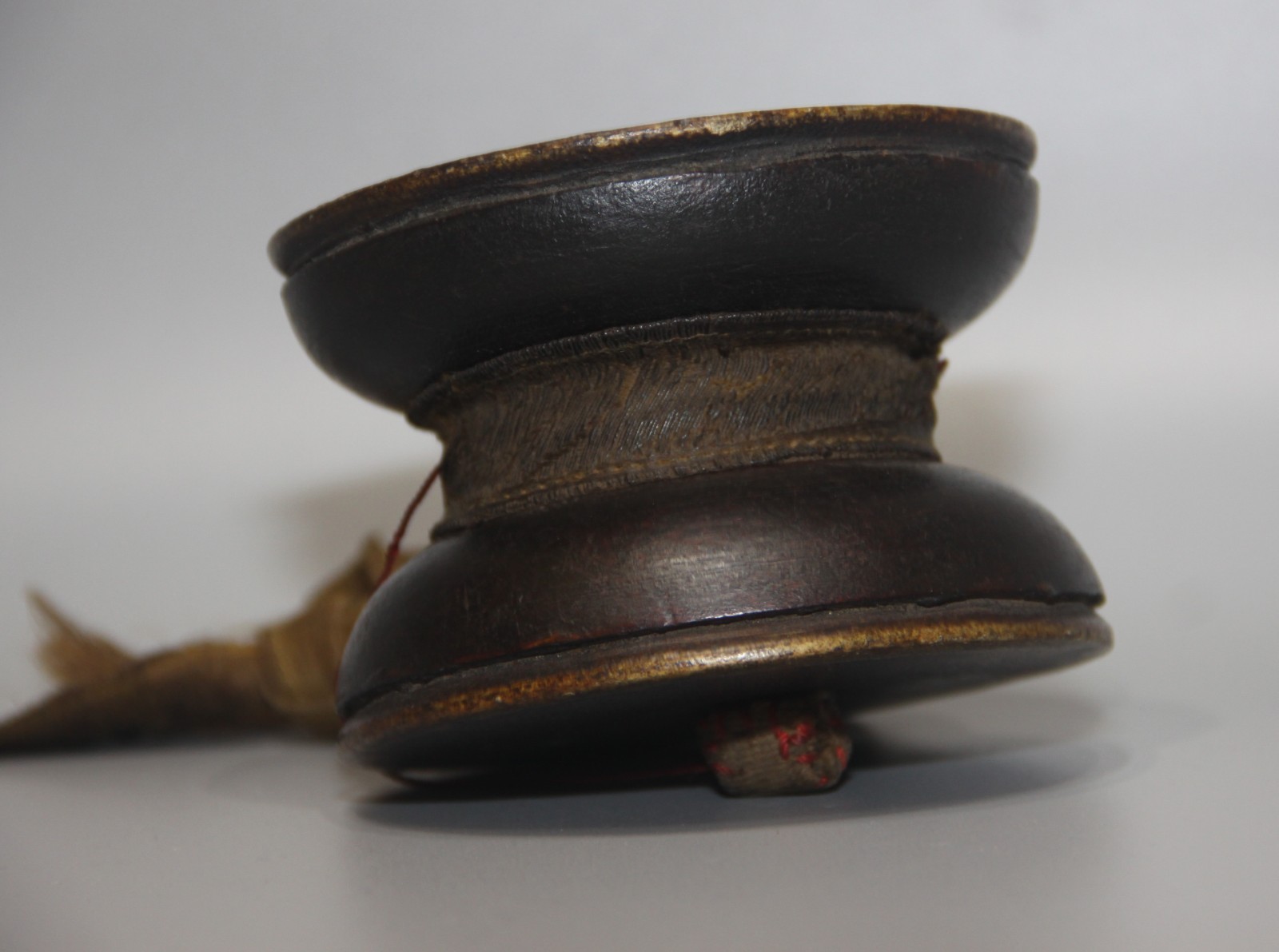 Wonderful Tibet 18th Century Old Antique Buddhist Wooden Drum Damaru Tambourine