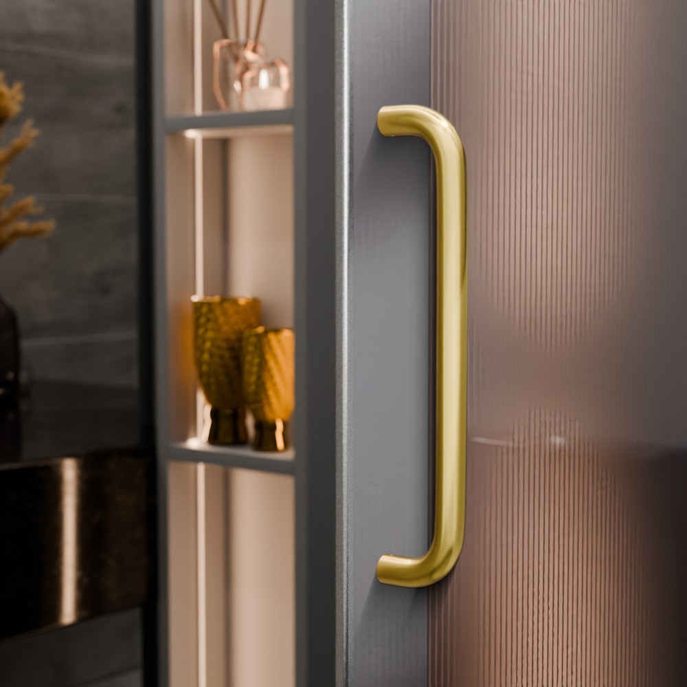 Brixwell Solid Pull Handle Brass 10" CTC Polished Brass Finish