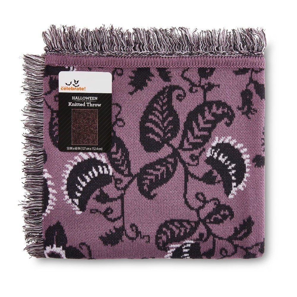 Halloween Soft Touch Multicolored Venus Flytrap Jacquard Knitted Tapestry Throw