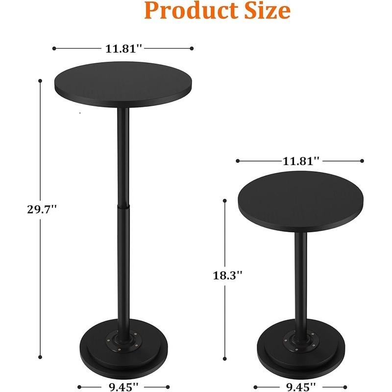 Height Adjustable Side Table Compact Round Drink Table Couch Bed Snack Tray New