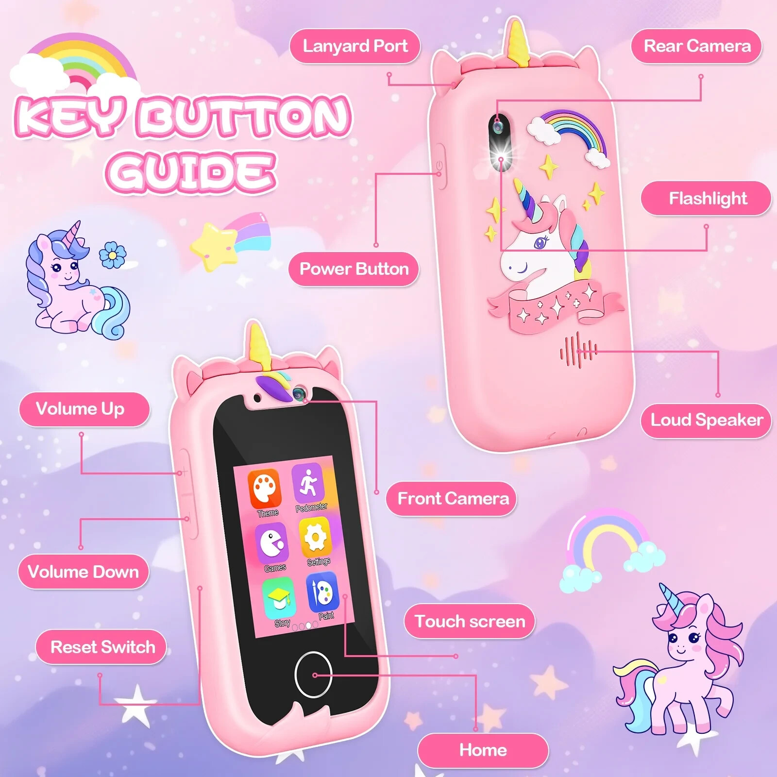 Kids Smart Phone Toys for Girls Ages 3-7 with Dual Camera - Toddler Phone Toy...