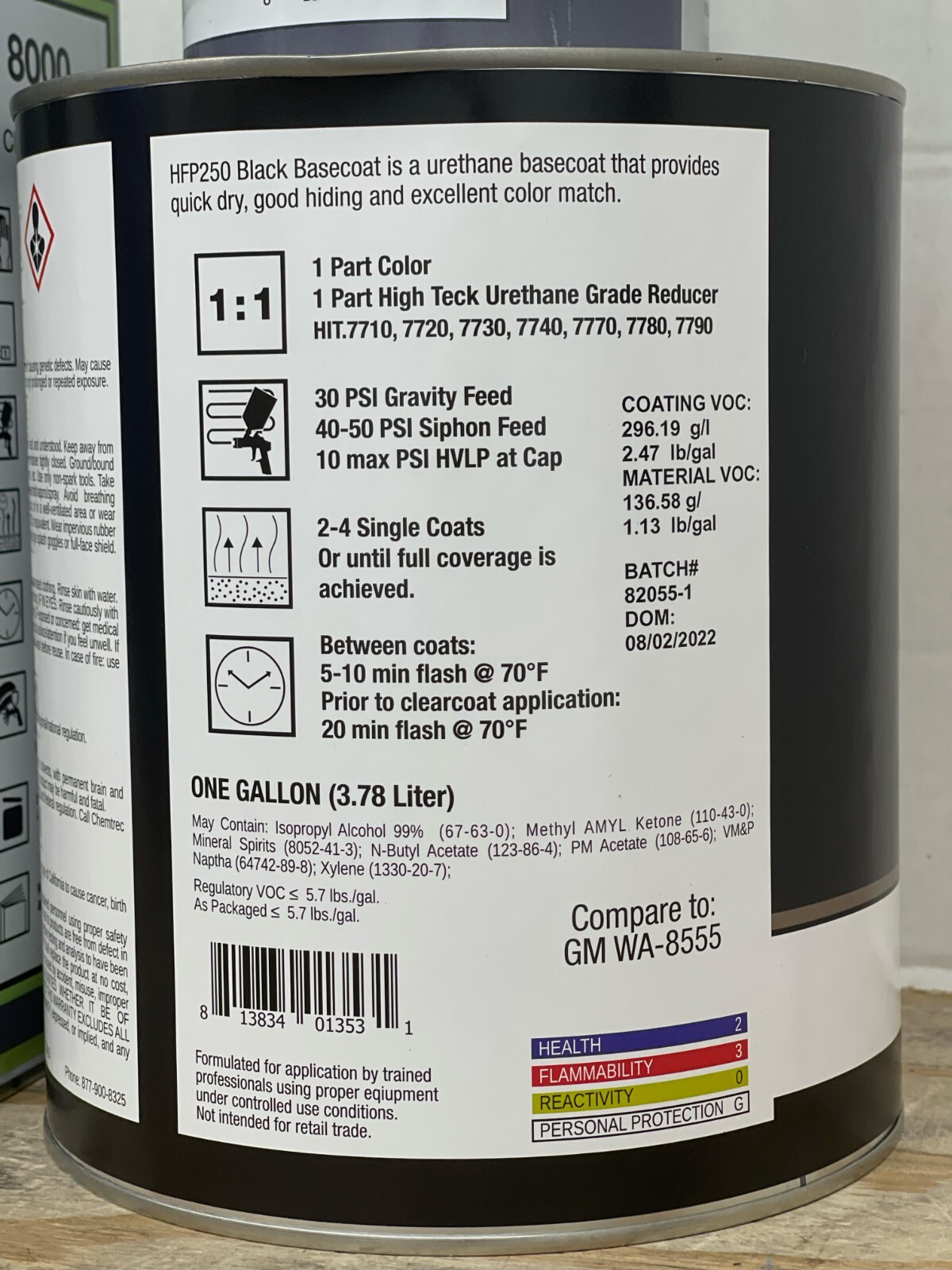 GM / Chevy WA8555/u8555/8555 Black Basecoat paint & Gallon Clear Kit