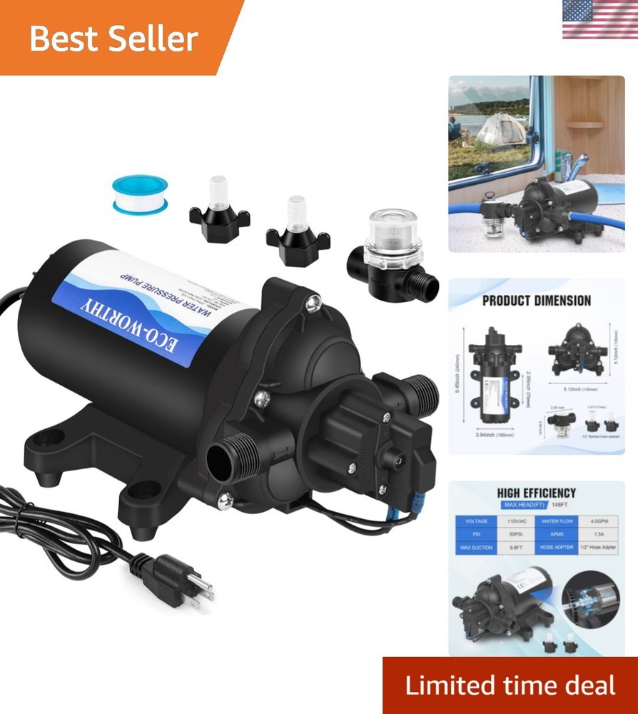 33-Series 110V Diaphragm Water Pump | 4.0 GPM Self-Priming Solution