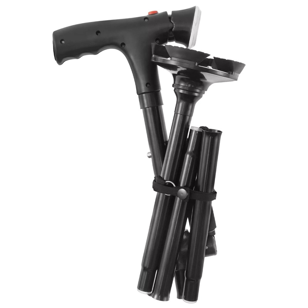 Portable Height-adjustable Walking Cane W/Side Handle Support 250lbs Capacity