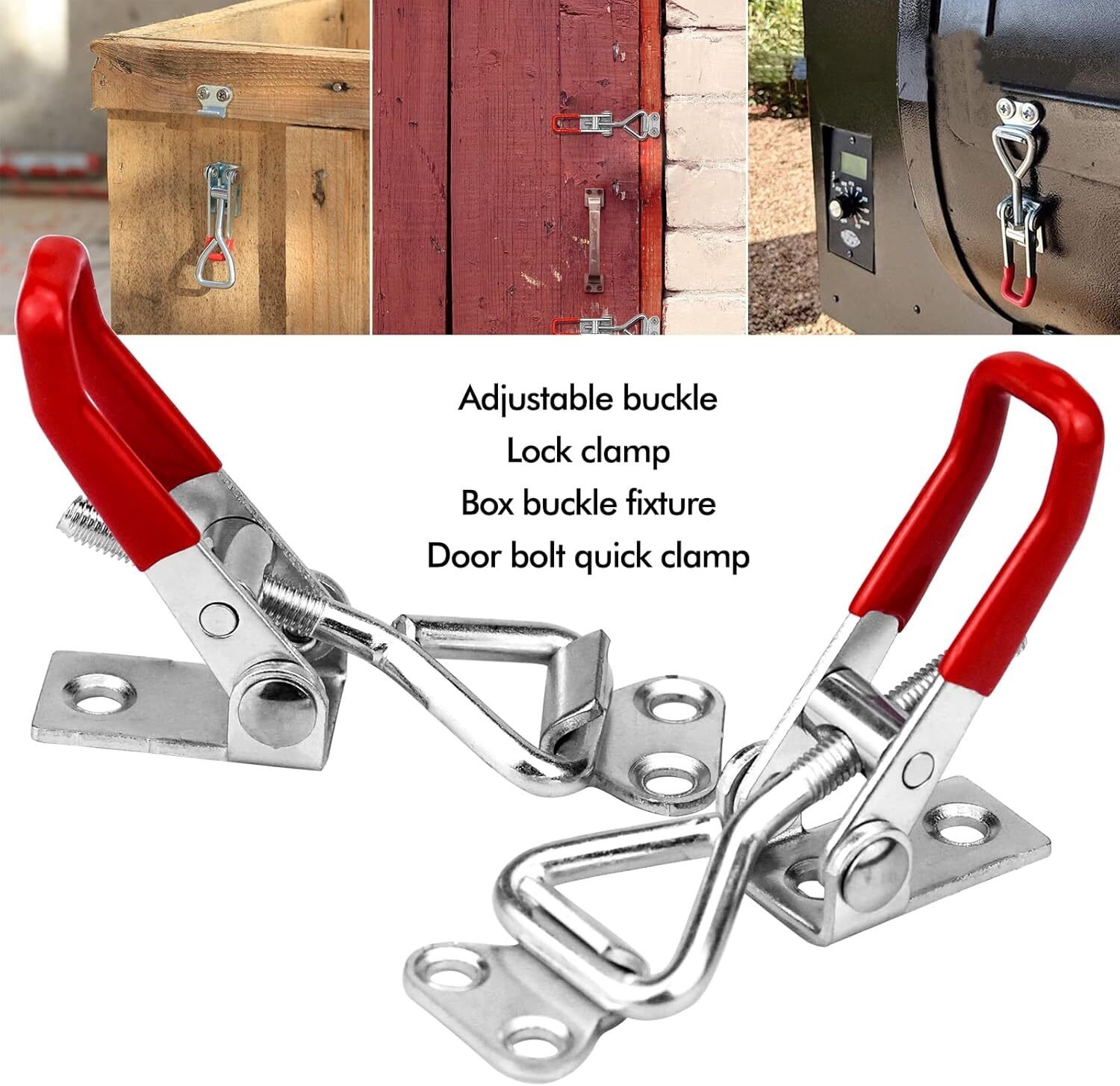 6 X Heavy Duty Steel Toggle Latch Catches Adjustable Lock Clamp For Boxes Case