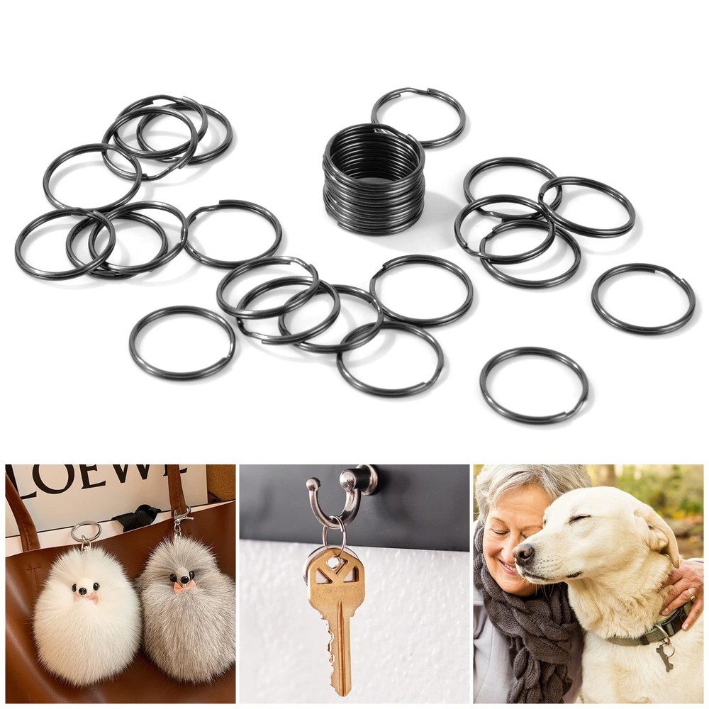 100PCS Split Key Rings Bulk for Keychain and Crafts 1”100Pack, gun black