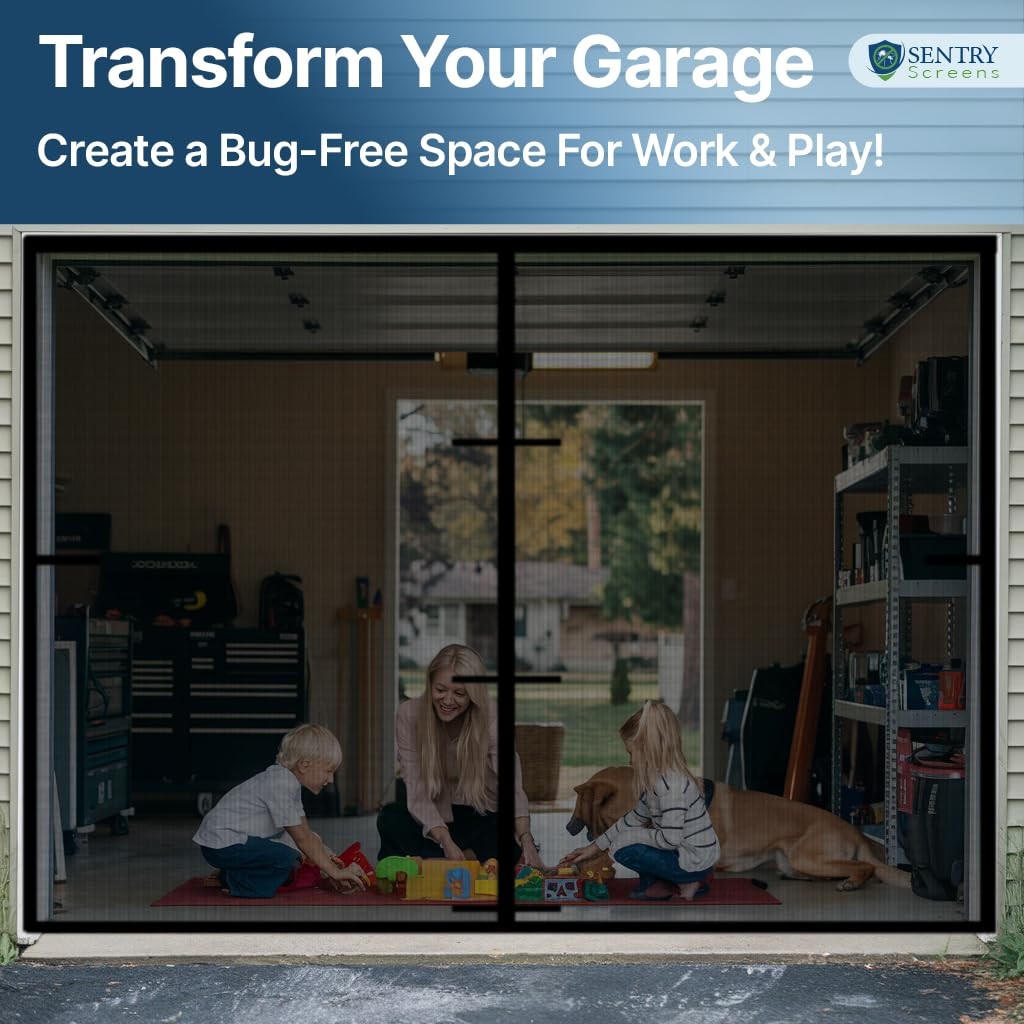 Garage Door Screen 1 Car with Retractable Fiberglass Mesh – Magnetic Closure ...