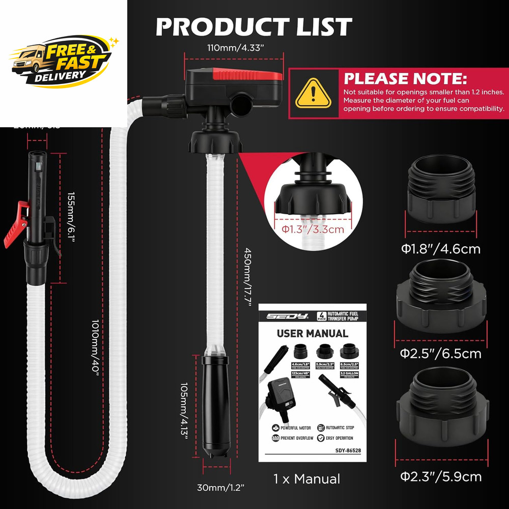 Automatic Fuel Transfer Pump with Auto-Stop Sensor(3.2 GPM), Battery Operated