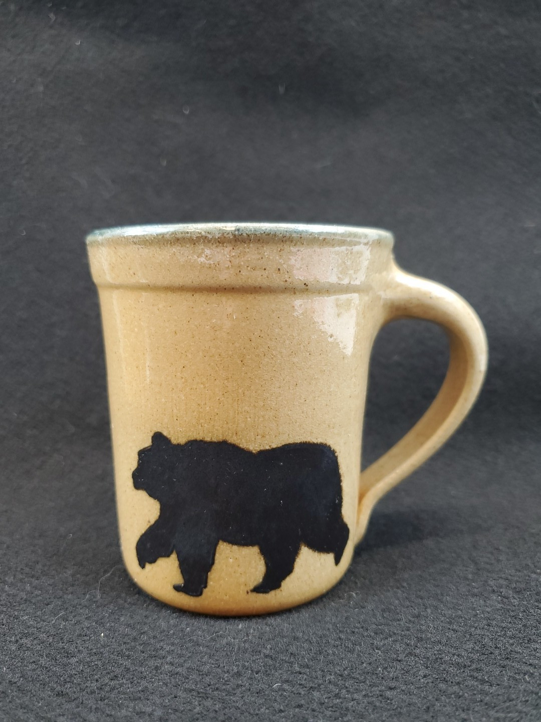 VTG Monroe Salt Works Pottery 4" Bear Tan Stoneware Mug Cabin Northwoods Lodge