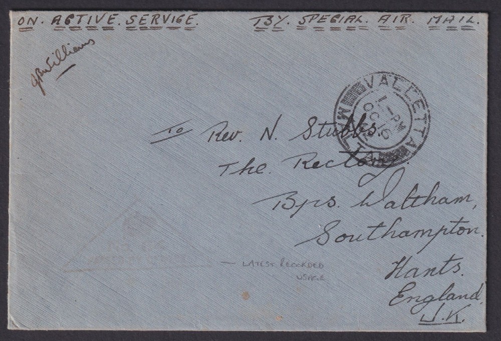 MALTA: (18233) CENSOR NO.64 (WEAK) CANCEL/COVER 1942