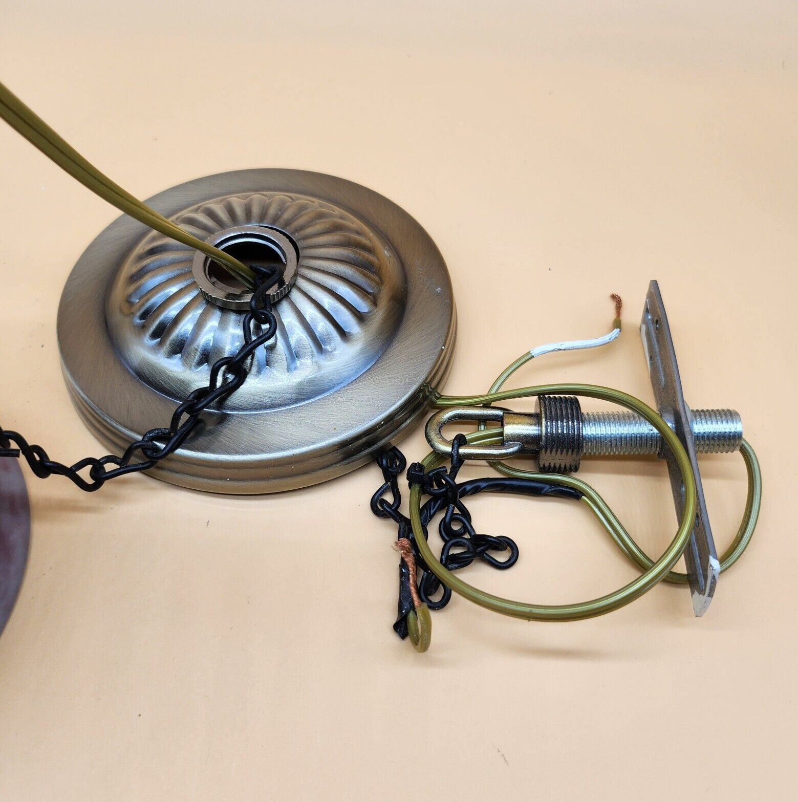 Vintage Art Glass Hanging Ceiling Pendant Light Fixture