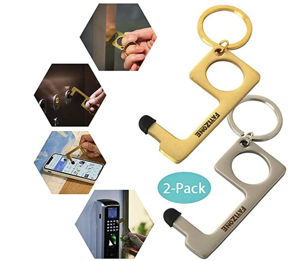 No Touch Door Opener Tool | Multifunctional Brass No Touch Keychain Tool