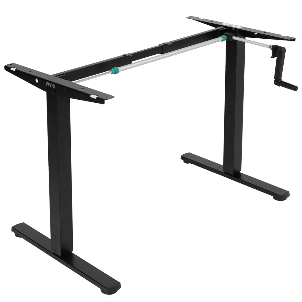 VIVO Black Manual Height Adjustable Stand Up Desk Frame Crank System
