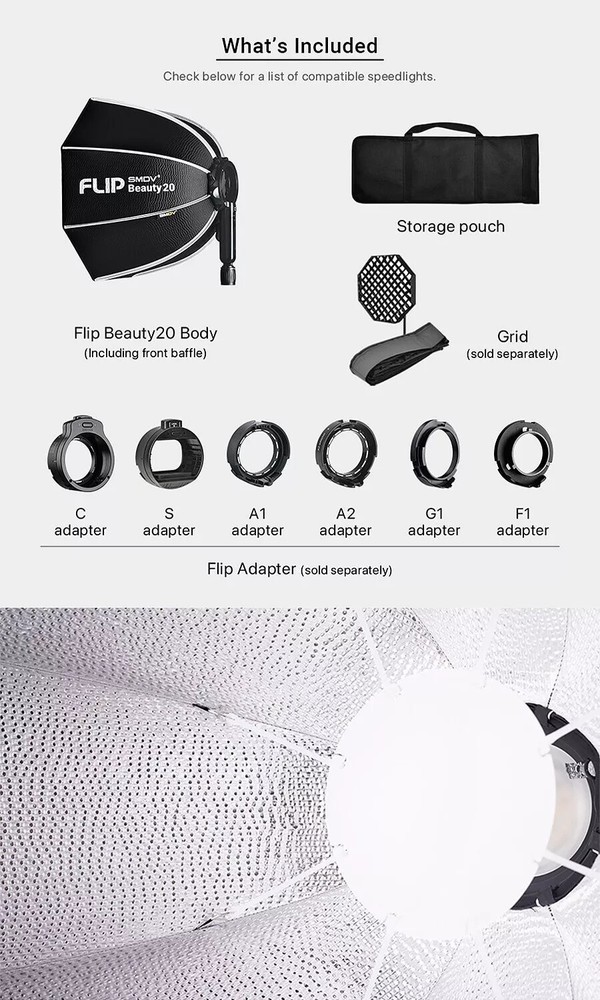 SMDV SPEED-BOX FLIP BEAUTY 20 Quick Soft-box Diffuser for S-Light S-Lite Flash