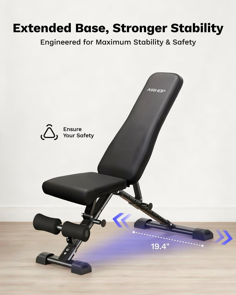 Upgraded Adjustable Weight Bench, Bench Press Full Body Workout, Quick Fold Spac