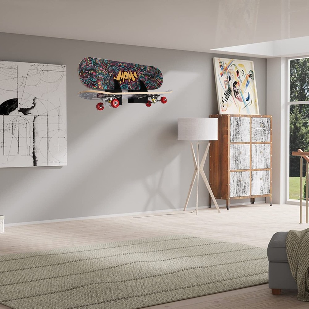 Wall-Mounted Skateboard Mount - Space-Saving Horizontal Display Rack for Secu...