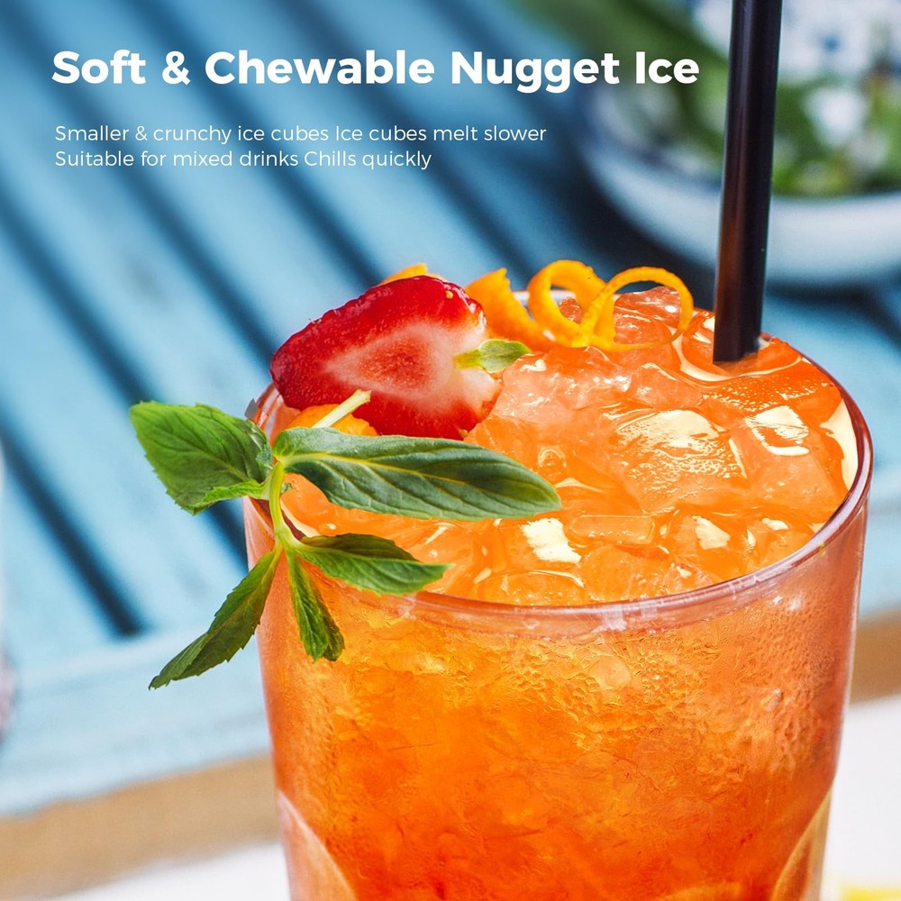 Nugget Ice Maker Countertop, Portable Crushed Ice Maker Machine with Handle, ...