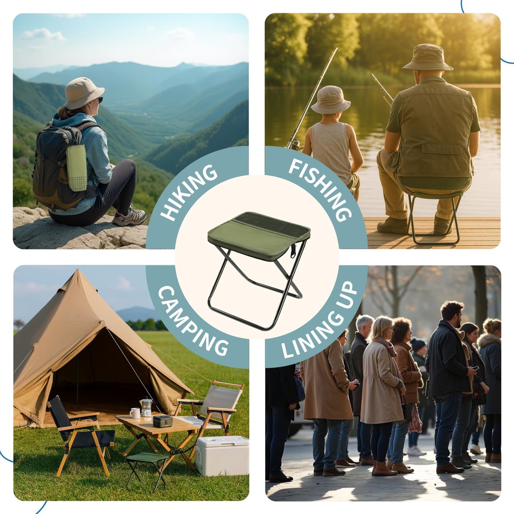 Folding Camp Stool, Lightweight Foldable Camping Stool, Compact Mini Chair fo...