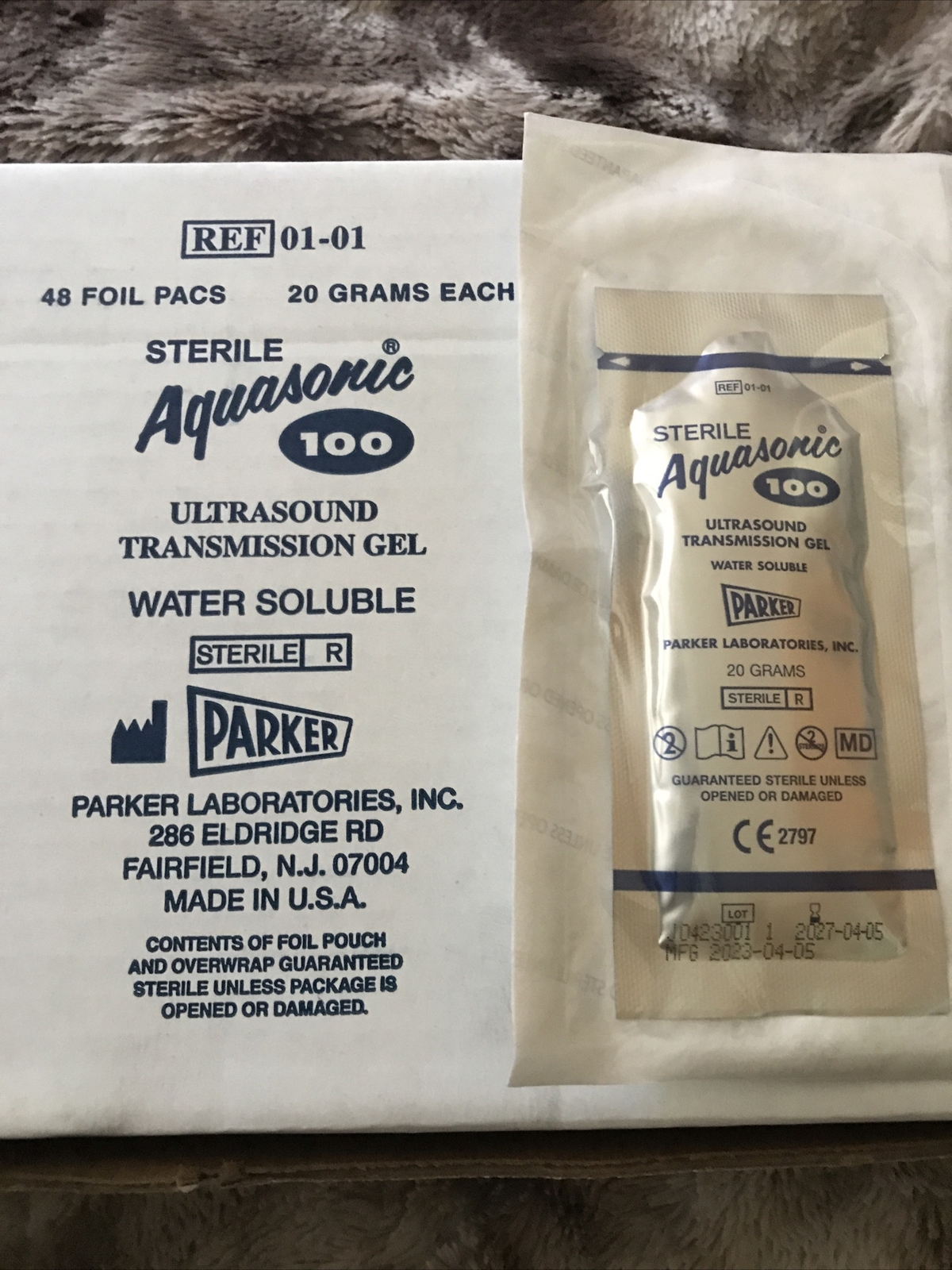 New Parker 01-01 Aquasonic 100 Ultrasound Transmission Gel, 20gr, 48 Foil Packs