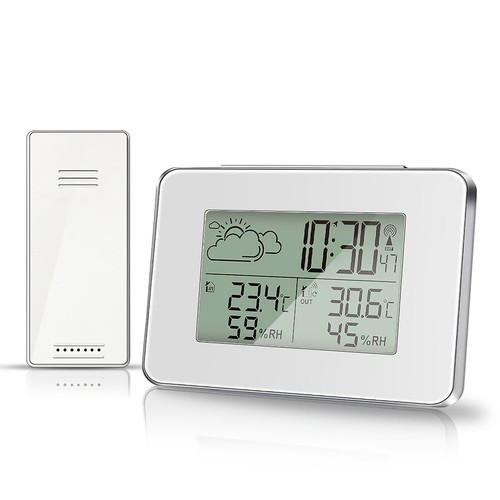 Digital Thermometer Clock LCD Temperature Wireless Transmitter Indoor/Outdoor