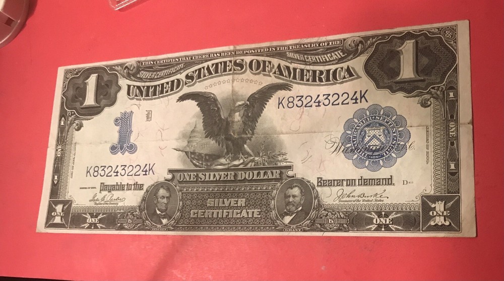 1899 $ 1 black eagle silver certificate , Bank Note￼￼
