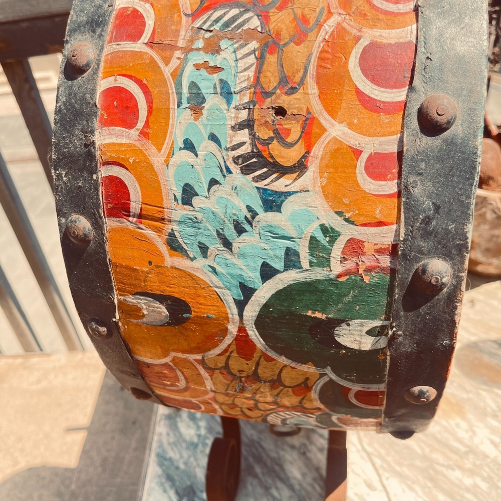 Vintage hand painted Taiko drum