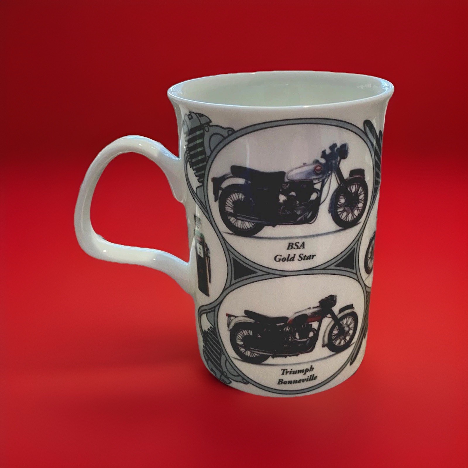 British Motorcycle Mug By Paul Kirkham. Made In England 2015. Fine Bone China