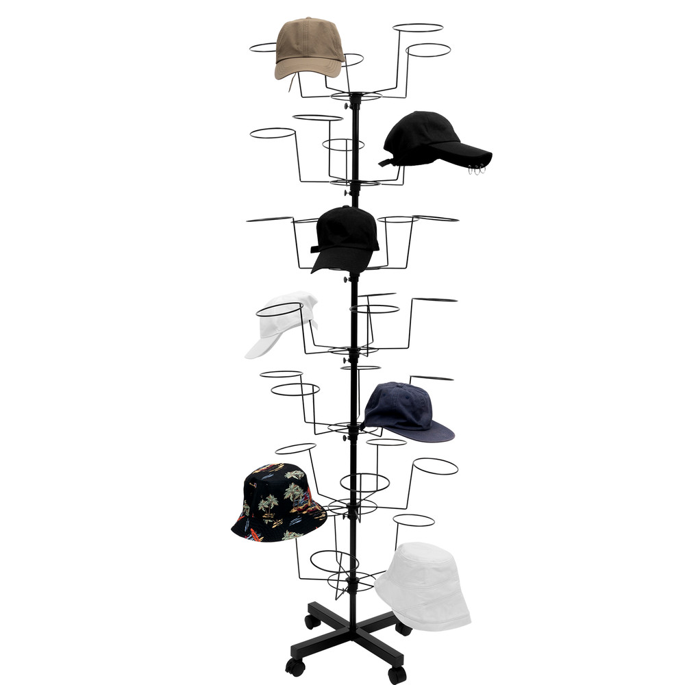 7 Layers 35 Hooks Rotating Display Stand Hat Rack Shop Display Spin Rack NEW