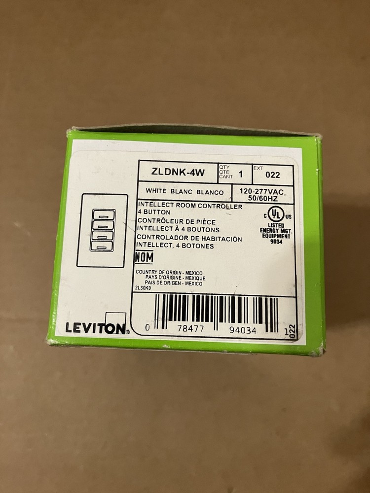 Leviton Keypad Room Controller, 4 Button, Intellect™  ZLDNK-4W