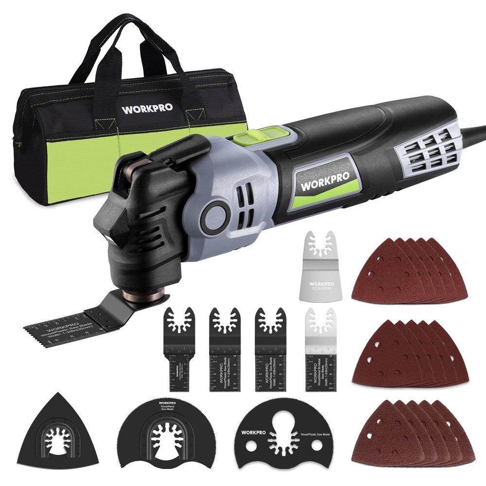 WORKPRO 400W Oscillating Multi-Tool Power Saw Adjustable 6-Speed Control