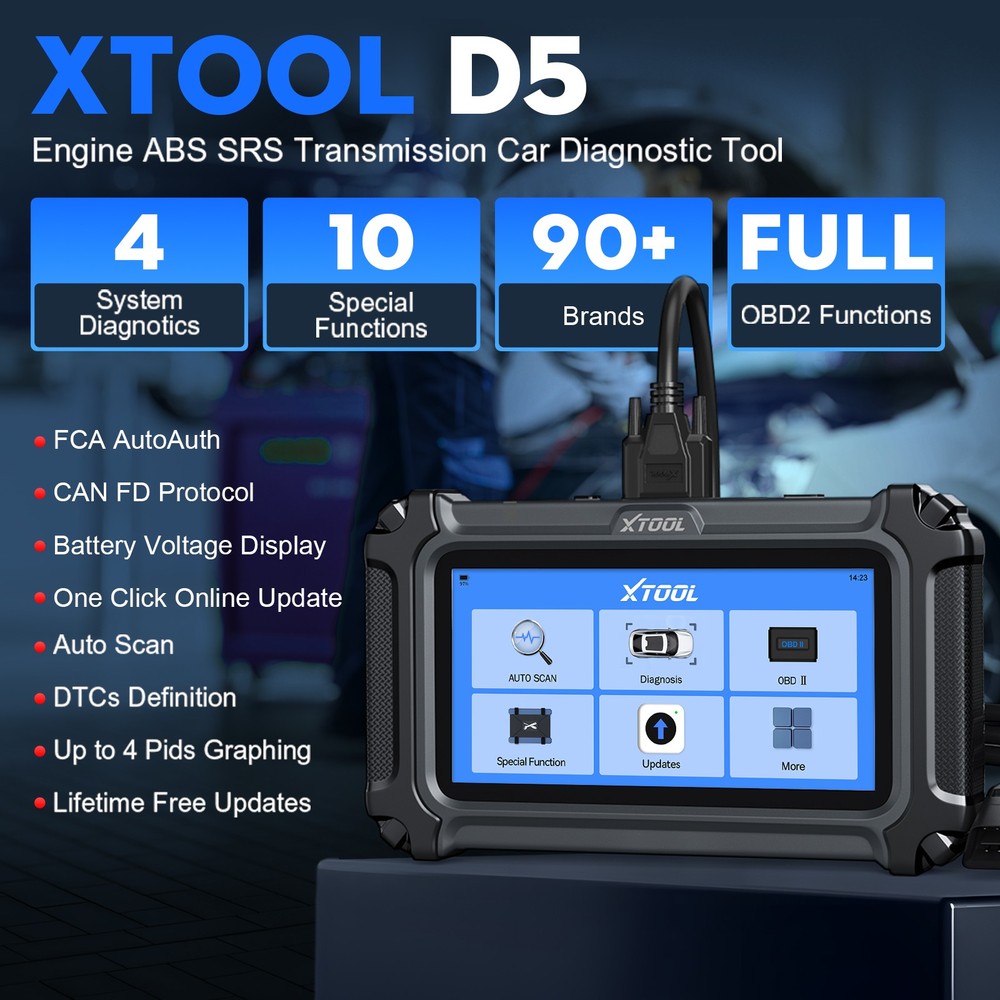 XTOOL D5 OBD2 Scanner Engine ABS SRS Transmission Diagnostic Tool Code Reader