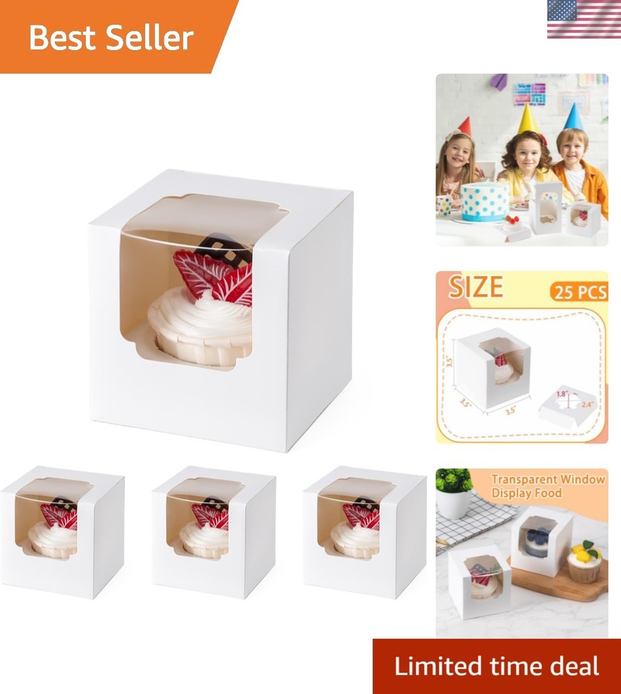Stackable 25 Pack Cupcake Boxes with Windows – Perfect for Parties and Gifting