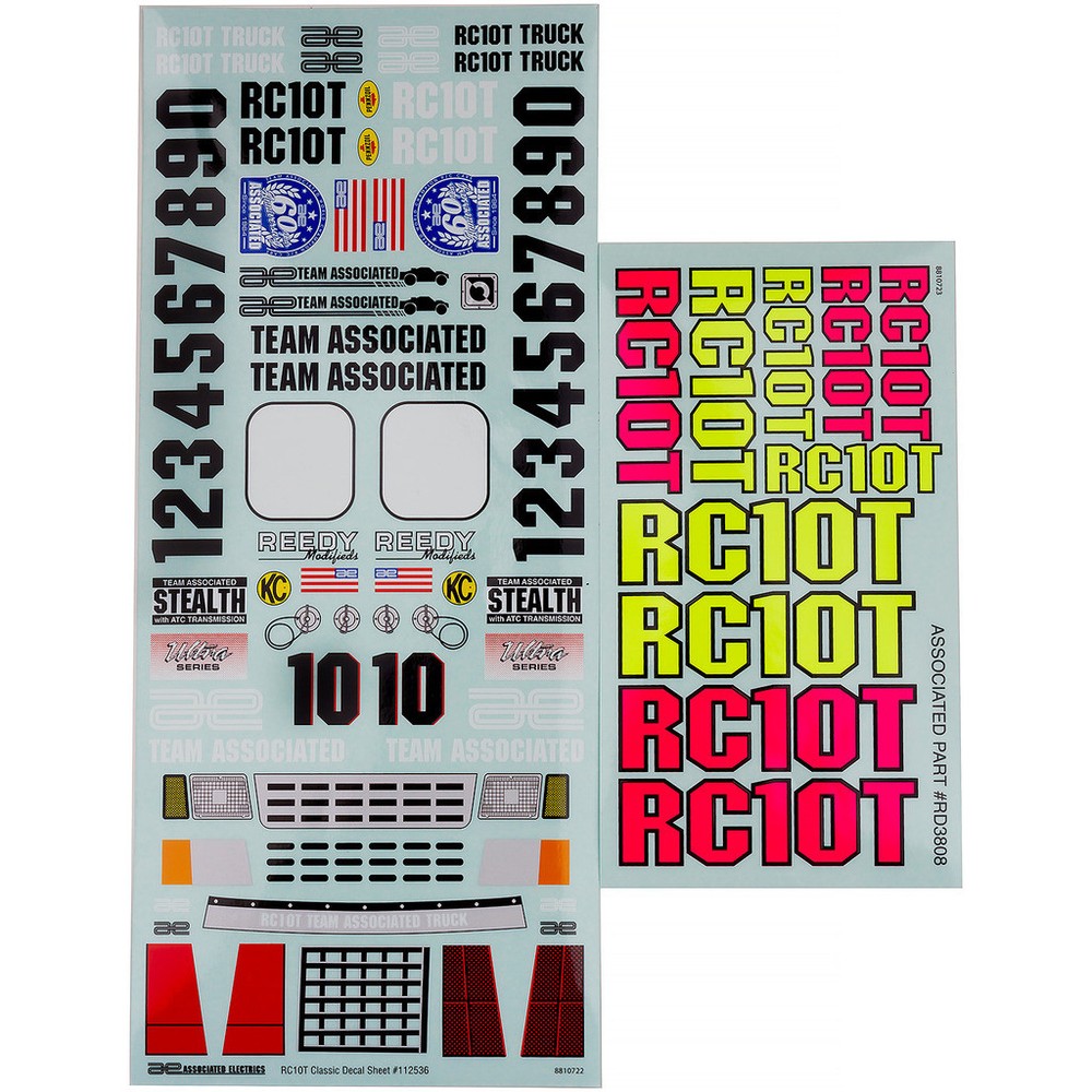 Associated 7860 RC10T Decal Sheet