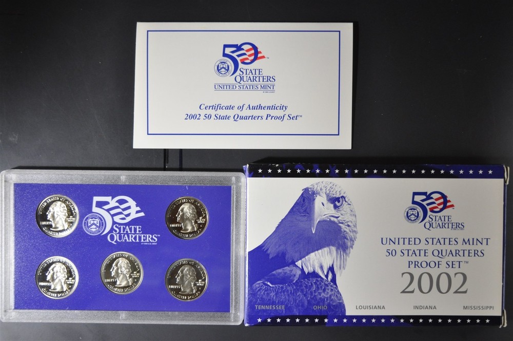 2002 S U.S. Mint clad Quarter Proof Set with box & COA / original packaging