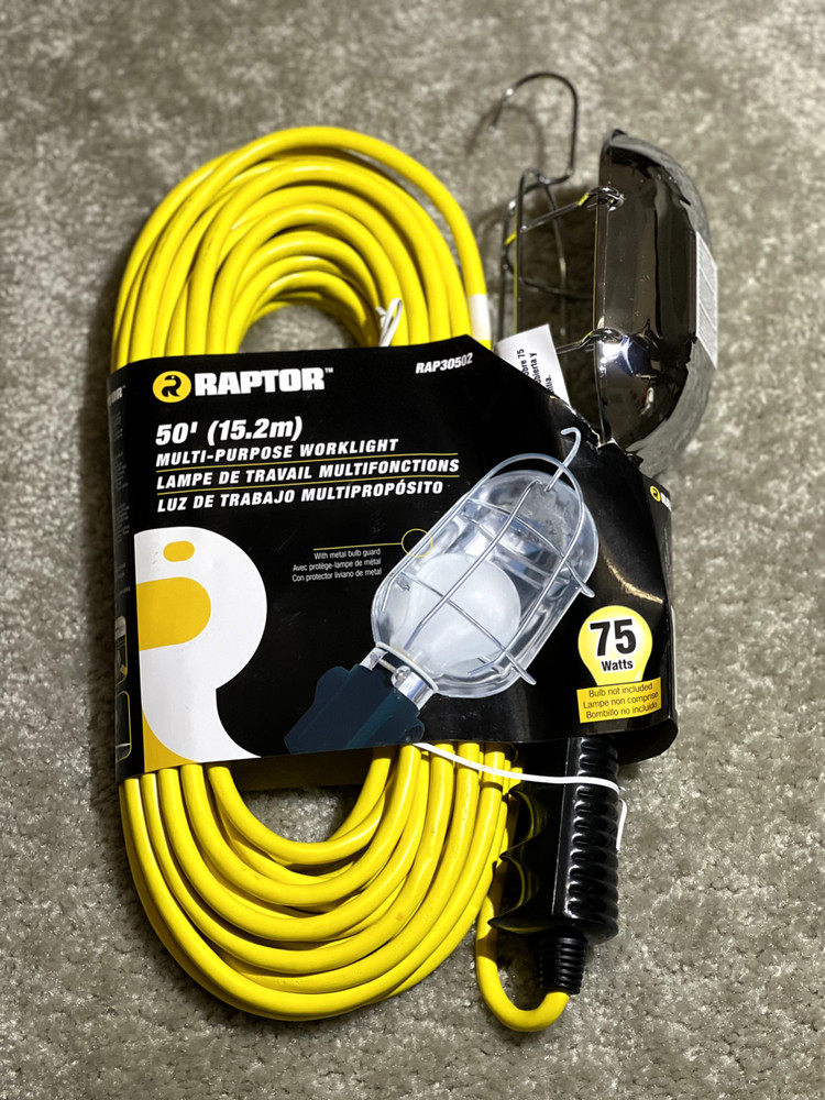 Raptor Multi-purpose work light 50ft cord w/ built in extension outlet