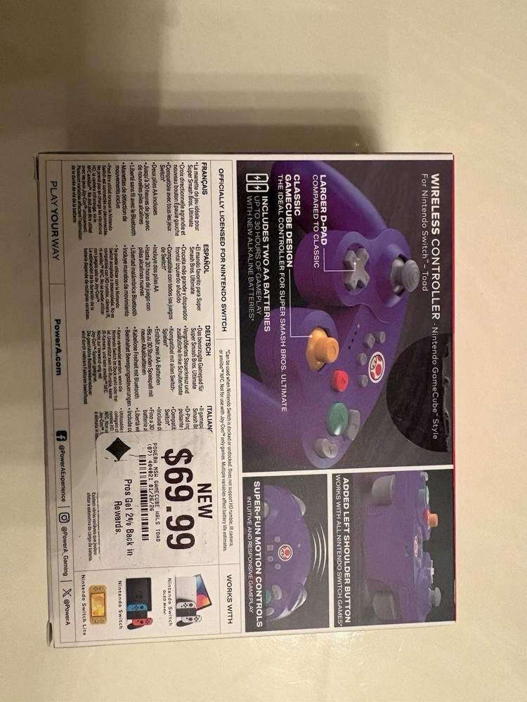 PowerA Wireless Controller for Nintendo Switch GameCube Style, Super Mario Toad