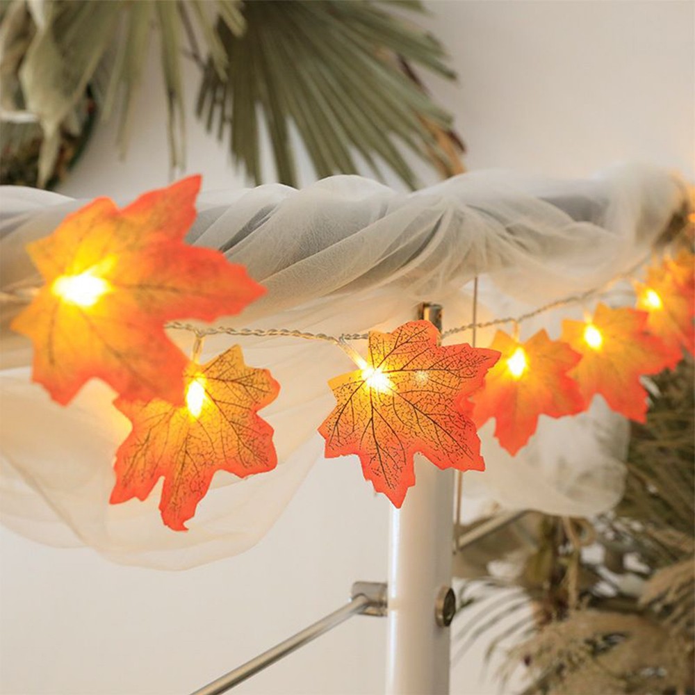 Maple Leaf String Lights Festive 19.69Ft Lighting Lighted Fall Garland
