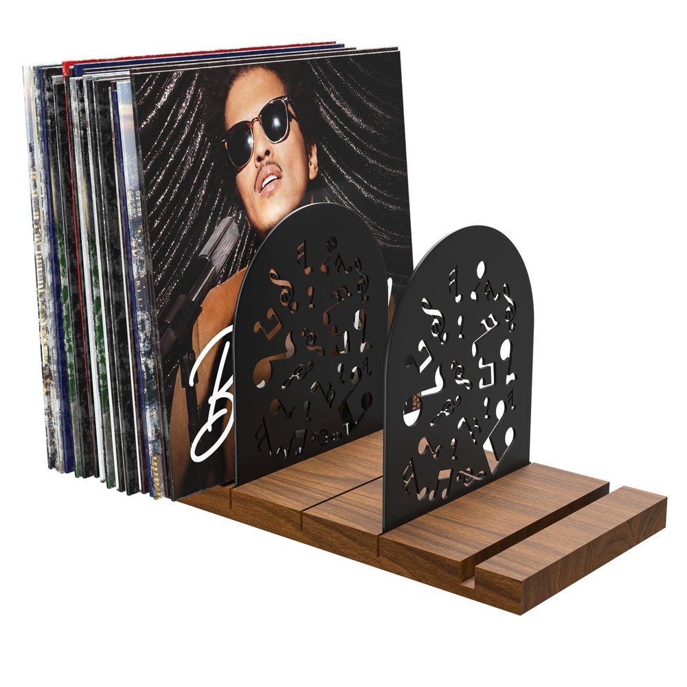 SouStoCol Vinyl Record Storage, Walnut Record Holder for 70-100 LP, Solid Pine W