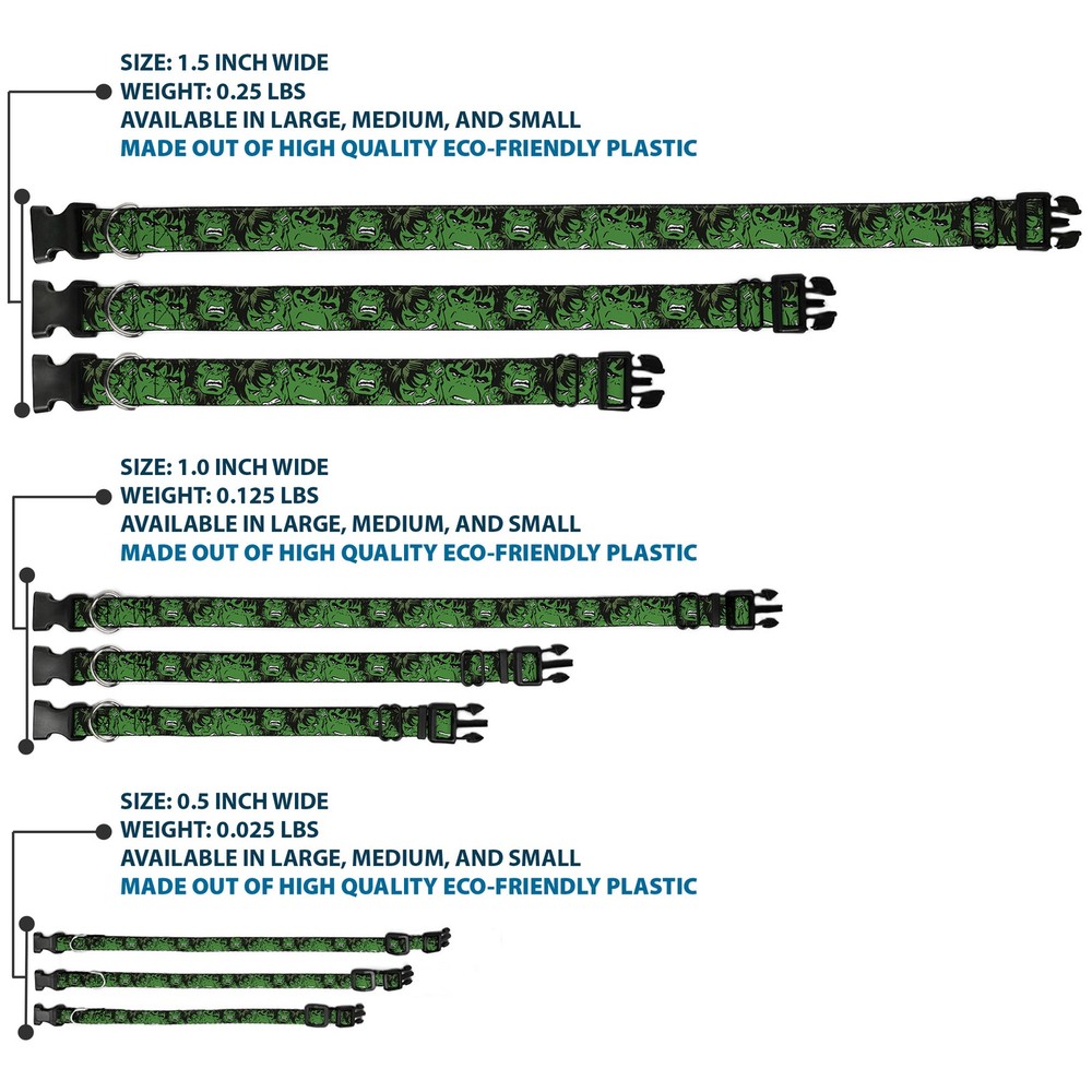 MARVEL COMICS Plastic Clip Collar The Hulk Stacked Large 15-24"
