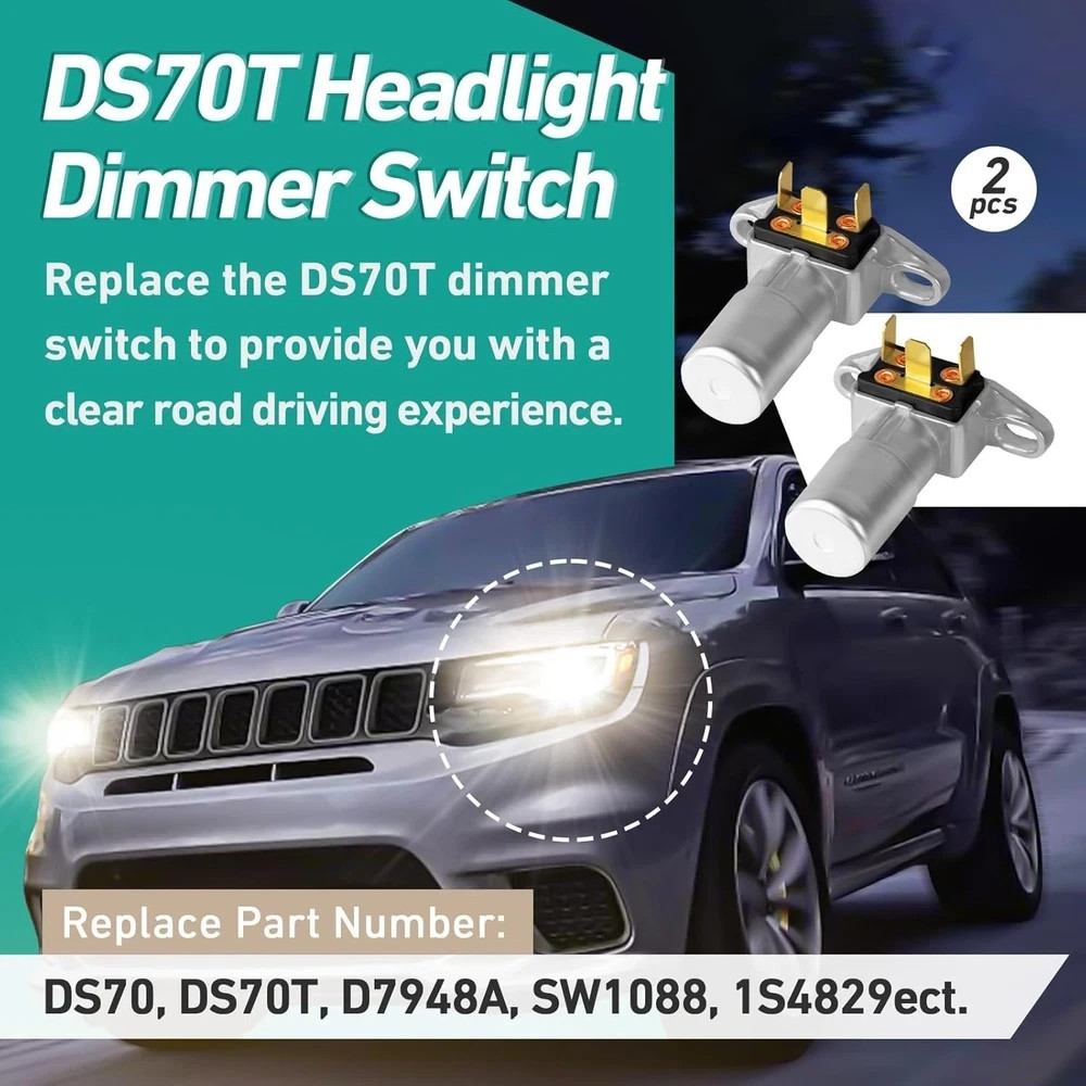 2Pcs Headlight Dimmer Switch - Floor Mounted Dimmer Switch with 3 Terminal R
