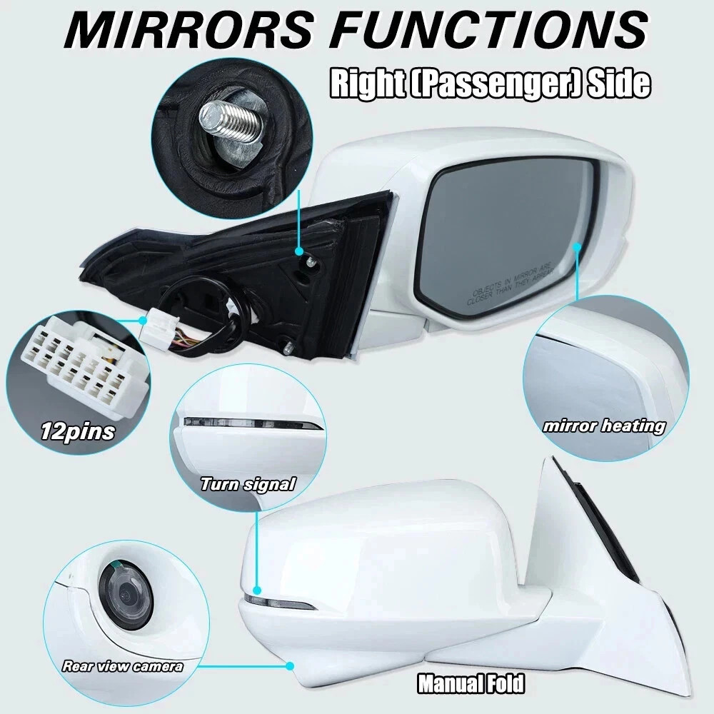 For Honda Accord 2013-2017 Right Passenger Side Mirror Camera Turn Signal Heated